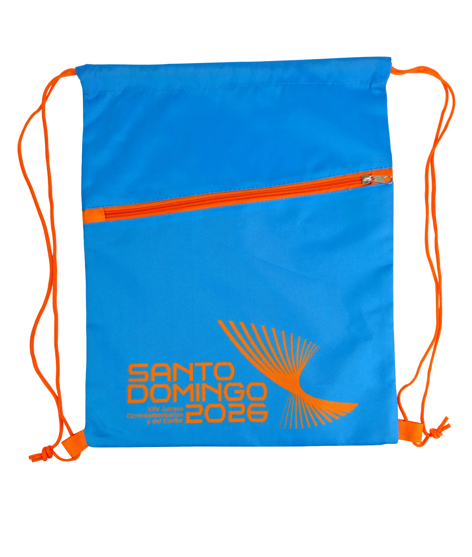 Mochila deportiva de Cordón +Zipper  (azul claro/naranja)
